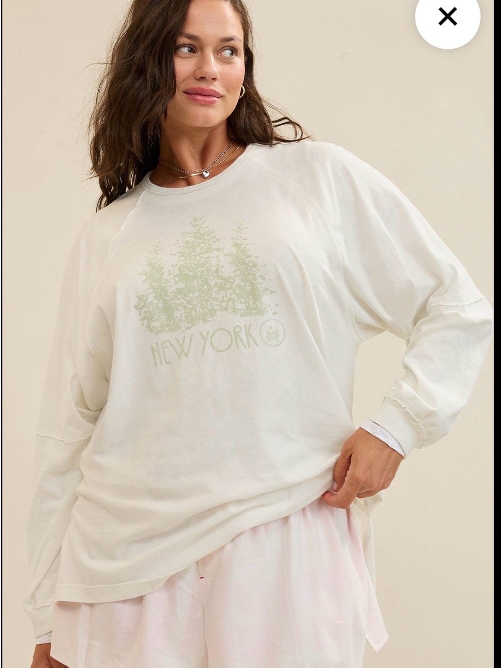 Aerie New York Graphic Long-Sleeve Tee - Cream